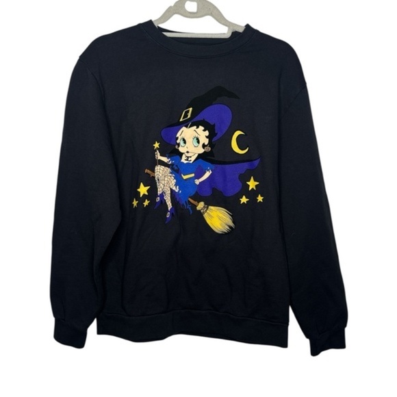 mega yacht Tops - Mega Yacht Betty Boop Halloween Witch Sweatshirt Size Small
